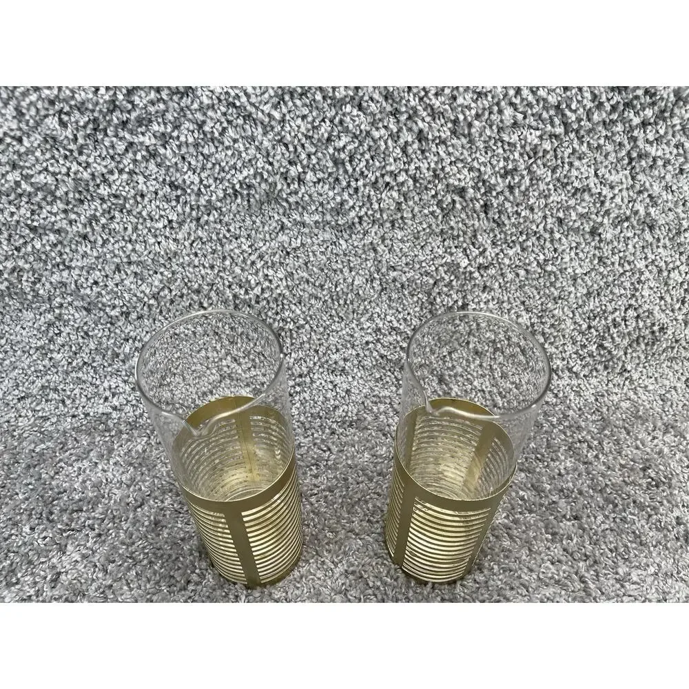 Pier 1 Gold Sleeve Carafe Pitcher 2 Pack Modern Bar Bundle Set Home Decor